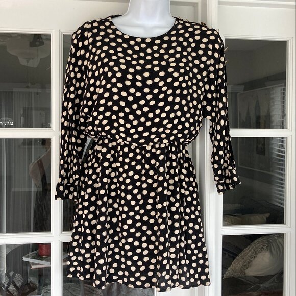 Zara Dresses & Skirts - Zara Black Cream Polka Dot Mini Dress  Small